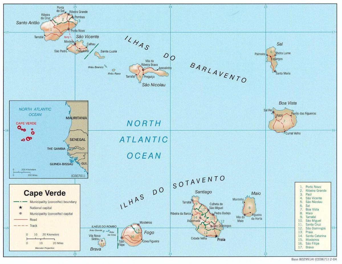 hartë që tregon Cape Verde